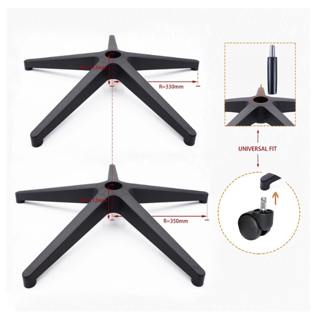 Chân ghế xoay văn phòng nylon 350mm màu đen: SG - CB02 - $hienthicat